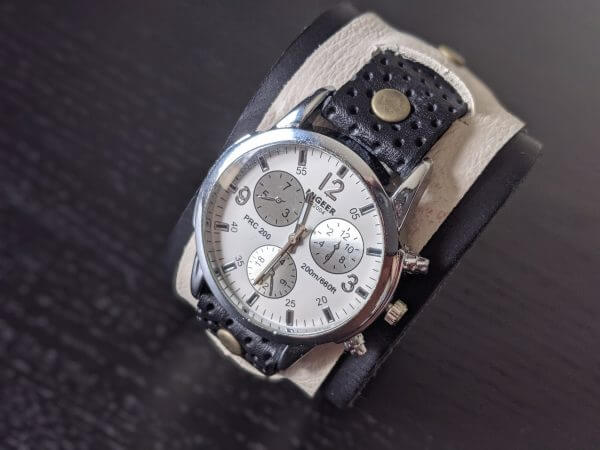 STEAMPUNK Leather Cuf, Steampunk watch, Steampunk Bracelet, Gothic Cuff, Watch Cuff, Unique Watch, Cyperpunk Wristwatch