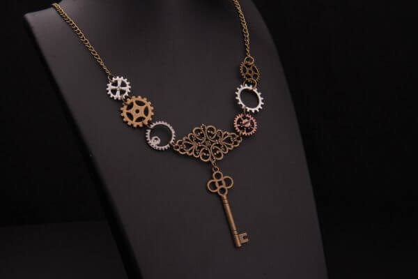 STEAMPUNK CHARM NECKLACE - Key, Nautical, Gears, Alloy, Hand Crafted