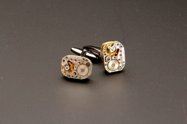 STEAMPUNK CUFFLINKS, Gothic Cufflinks, Mechanical Movement Cuffs, Watch Wedding Cuffs, Genuine Watch Movement