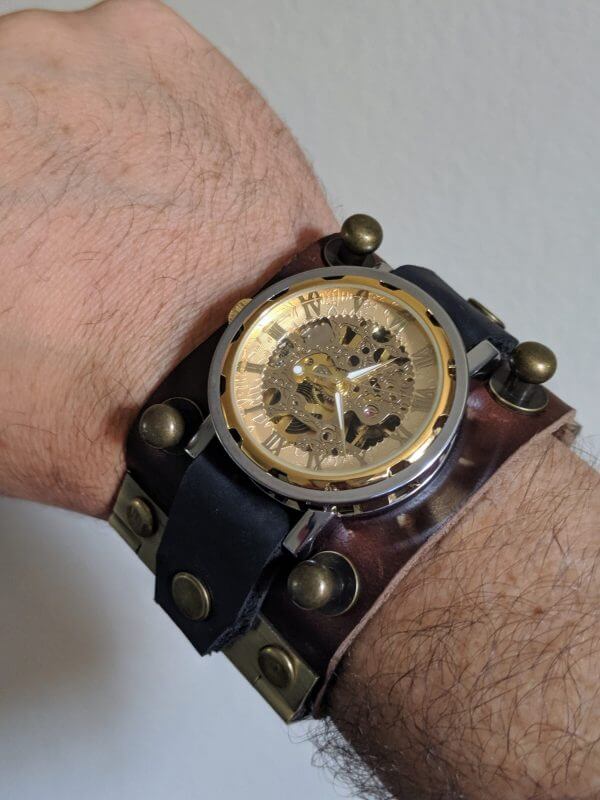 Steampunk Watch, Steampunk Bracelet, Steampunk Cuff, Gothic Bracelet, Custom Made, Unique Leather Cuff