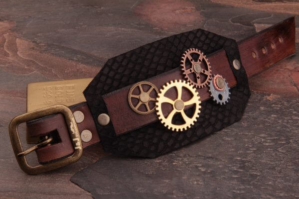 Steampunk Cuff / Steampunk Bracelet, Gear Bracelet, Unique Leather Bracelet, Leather Cuff, Hand Made in the USA