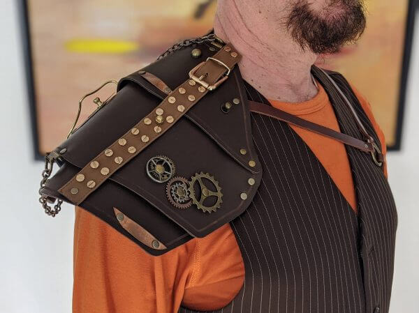 STEAMPUNK Shoulder Pauldron - One of a kind - Gears, Rivets - Steampunk Shoulder Armor