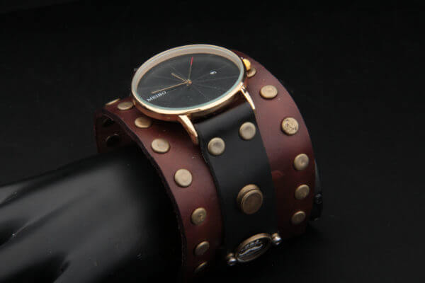 Steampunk Gothic Victorian Wrist Watch, Custom Made Brown Leather Cuff