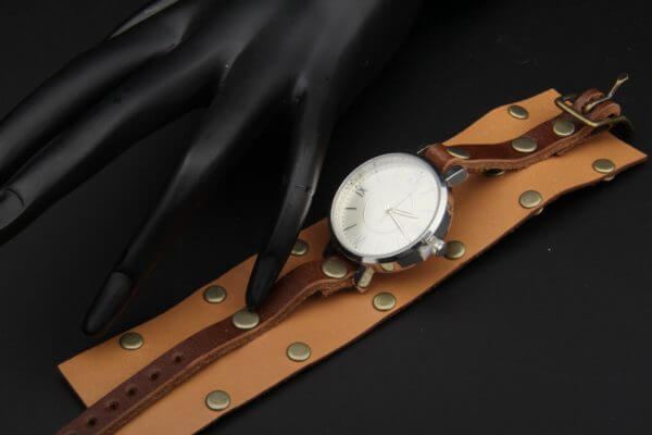Steampunk Women Gothic Watch, Leather Cuff Watch, Victorian Renaissance Style - Hand Made - Genuine Leather Gothic Victorian Wrist Watch