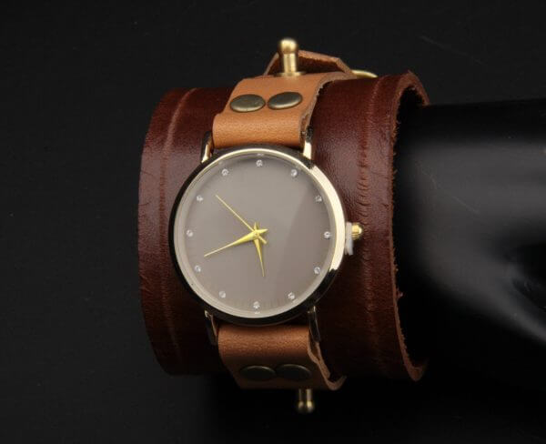 Steampunk Women Gothic Watch, Leather Cuff Watch, Victorian Renaissance Style - Hand Made - Genuine Leather