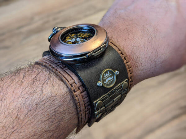 Leather Wrist Watch, Steampunk Watch, Leather Cuff Watch, Bracelet Watch, Wide leather bracelet, Leather Strap Watch