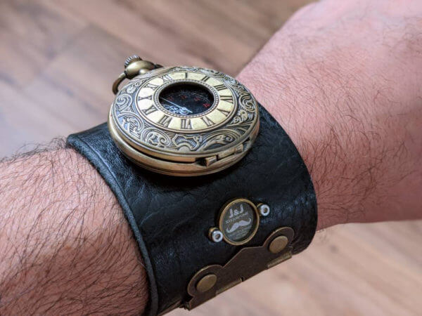 One of a kind Steampunk Victorian Wrist Watch - Hand Made Leather Cuff - Brown Leather Cuff