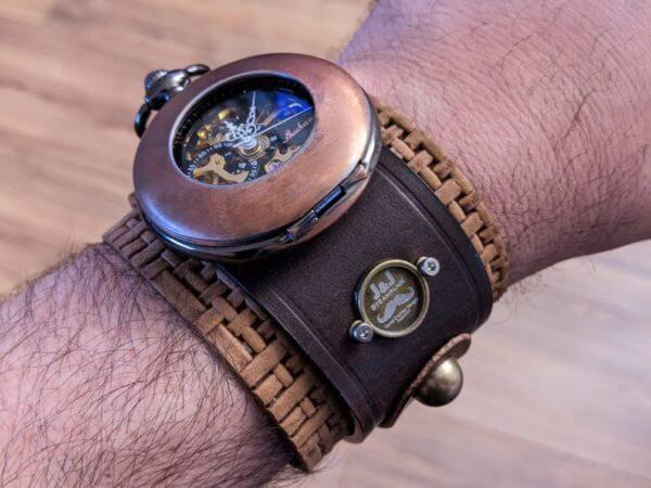 Leather Wrist Watch, Steampunk Watch, Leather Cuff Watch, Bracelet Watch, Wide leather bracelet, Leather Strap Watch