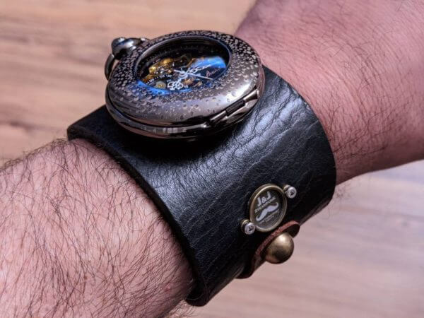 Leather Wrist Watch, Steampunk Watch, Leather Cuff Watch, Bracelet Watch, Wide leather bracelet, Leather Strap Watch