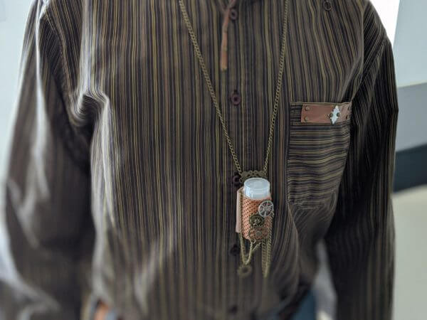 Steampunk Hand Sanitizer Necklace - Leather
