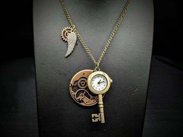 STEAMPUNK WATCH Key Necklace / Pendant - Pocket Watch, Gears, Alloy, One of a kind, Hand Crafted