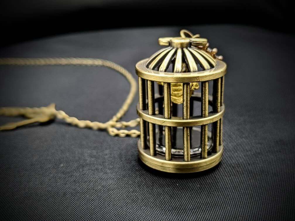 Bronze Cage Pendant Necklace
