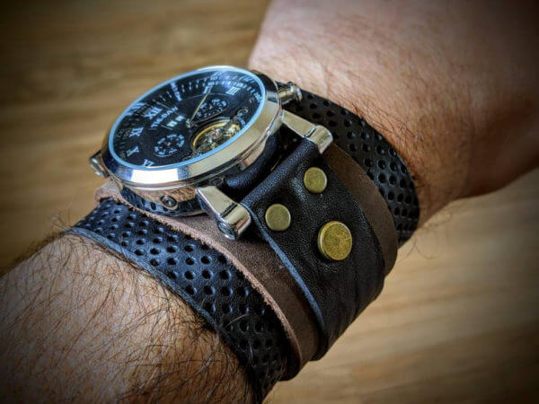 Unique Steampunk Wristwatch, Leather Cuff, Steampunk Bracelet, Steampunk Watch, Steampunk Cuff, Movement Gothic Watch