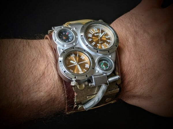 Unique STEAMPUNK WATCH CUFF, Steampunk Bracelet, Diesel Punk Cuff, Cyberpunk Cuff, Cyberpunk Bracelet, Gothic Watch
