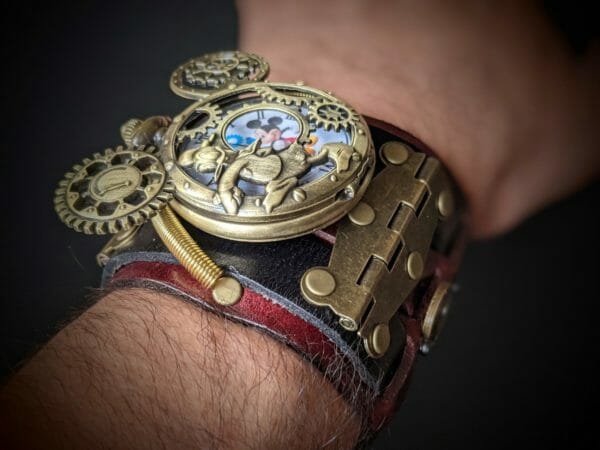 MICKEY MOUSE Watch Steampunk, Disney Steampunk Wrist Watch, Loki Watch Cuff, Hand Made in Genuine Leather, Steampunk Wrist Watch