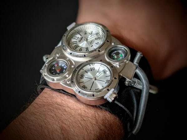 Unique STEAMPUNK WATCH CUFF, Steampunk Bracelet, Diesel Punk Cuff, Cyberpunk Cuff, Cyberpunk Bracelet, Gothic Watch