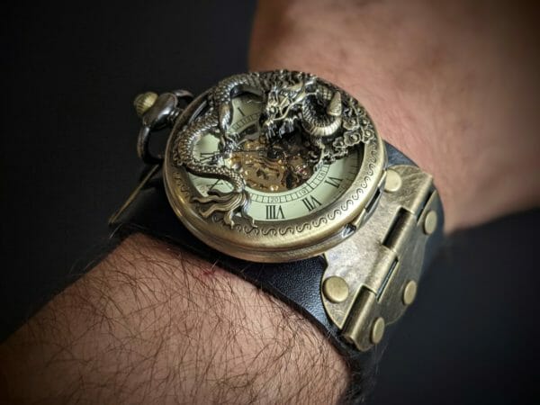 DRAGON Movement Watch Steampunk Cuff, Disney Steampunk Wrist Watch, Genuine Leather, Steampunk Wrist Watch