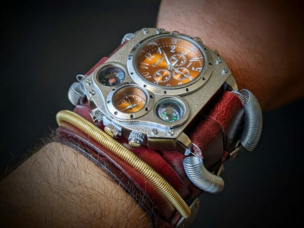 Unique STEAMPUNK WATCH CUFF, Steampunk Bracelet, Steampunk Cuff, Cyberpunk Cuff, Cyberpunk Bracelet, Gothic Watch