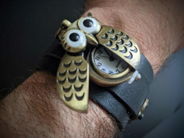 Steampunk Owl Watch Genuine Leather, Watch cuff bracelet, Themed Wristwatch