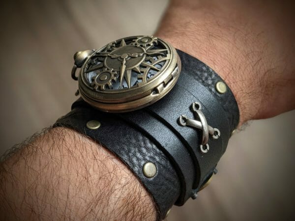 Steampunk Watch / Steampunk Cuff / Leather Cuff Watch / Genuine Leather Bracelet - Unique - Hand Made - Unisex Wristwatches