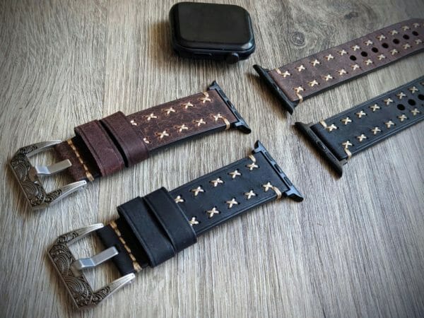 Apple Watch Luxury Genuine Leather Steampunk Straps, Gothic, Crafted in the USA