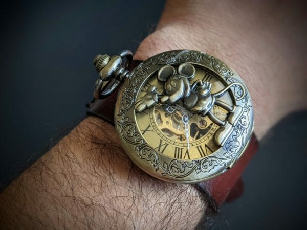 MICKEY MOUSE Movement Watch Steampunk Cuff, Disney Steampunk Wrist Watch, Genuine Leather, Steampunk Wrist Watch
