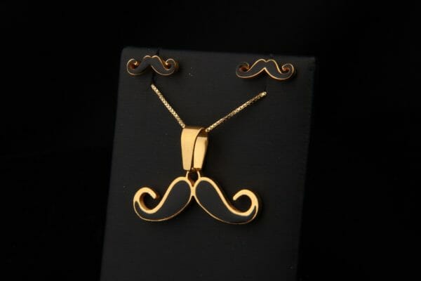 Mustache Jewelry Set, Mustache Pendant and Earrings in Stainless Steel