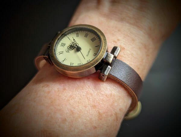 Unique Genuine Leather, Watch cuff bracelet, Steampunk Cyberpunk Themed Wristwatch