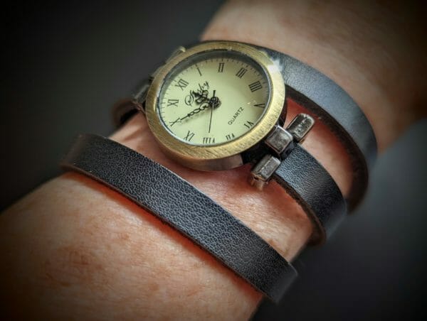 Unique Genuine Leather, Watch cuff bracelet, Steampunk Cyberpunk Themed Wristwatch