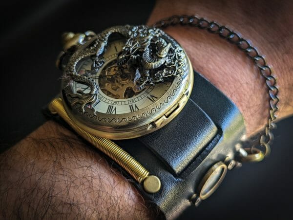 DRAGON Movement Watch Steampunk Cuff, Disney Steampunk Wrist Watch, Genuine Leather, Steampunk Wrist Watch