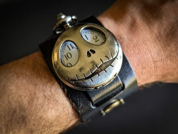 Jack Skellington, Nightmare Before Christmas, Halloween, Steampunk, Gothic Watch Cuff, Genuine Leather Hand Made