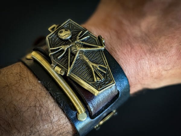 Jack Skellington, Nightmare Before Christmas, Halloween, Steampunk, Gothic Watch Cuff, Genuine Leather Hand Made
