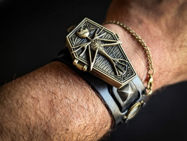 Jack Skellington, Nightmare Before Christmas, Halloween, Steampunk, Gothic Watch Cuff, Genuine Leather Hand Made