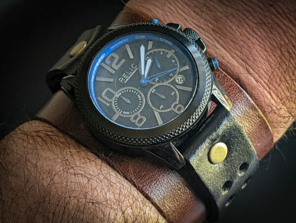 Gothic Watch on Unique Genuine Leather, Watch cuff bracelet, Steampunk Cyberpunk