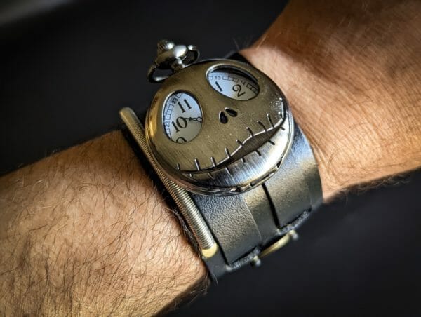 Jack Skellington, Nightmare Before Christmas, Halloween, Steampunk, Gothic Watch Cuff, Genuine Leather Hand Made